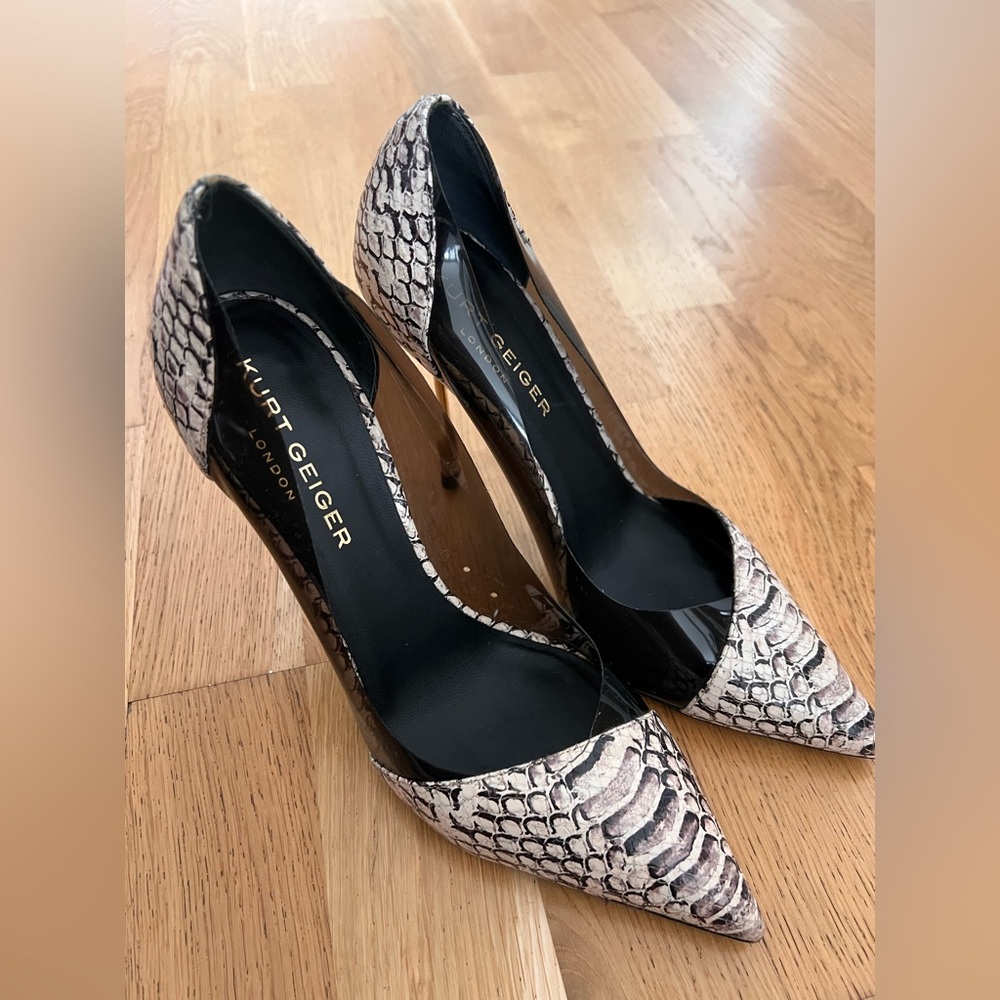 Kurt Geiger Women's Snakeskin Pattern Heels - Black and Cream